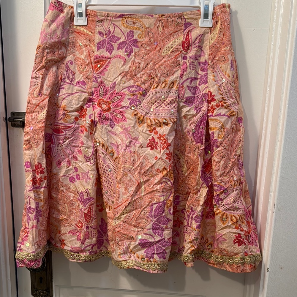 Express Pink and Orange Embellished Skirt